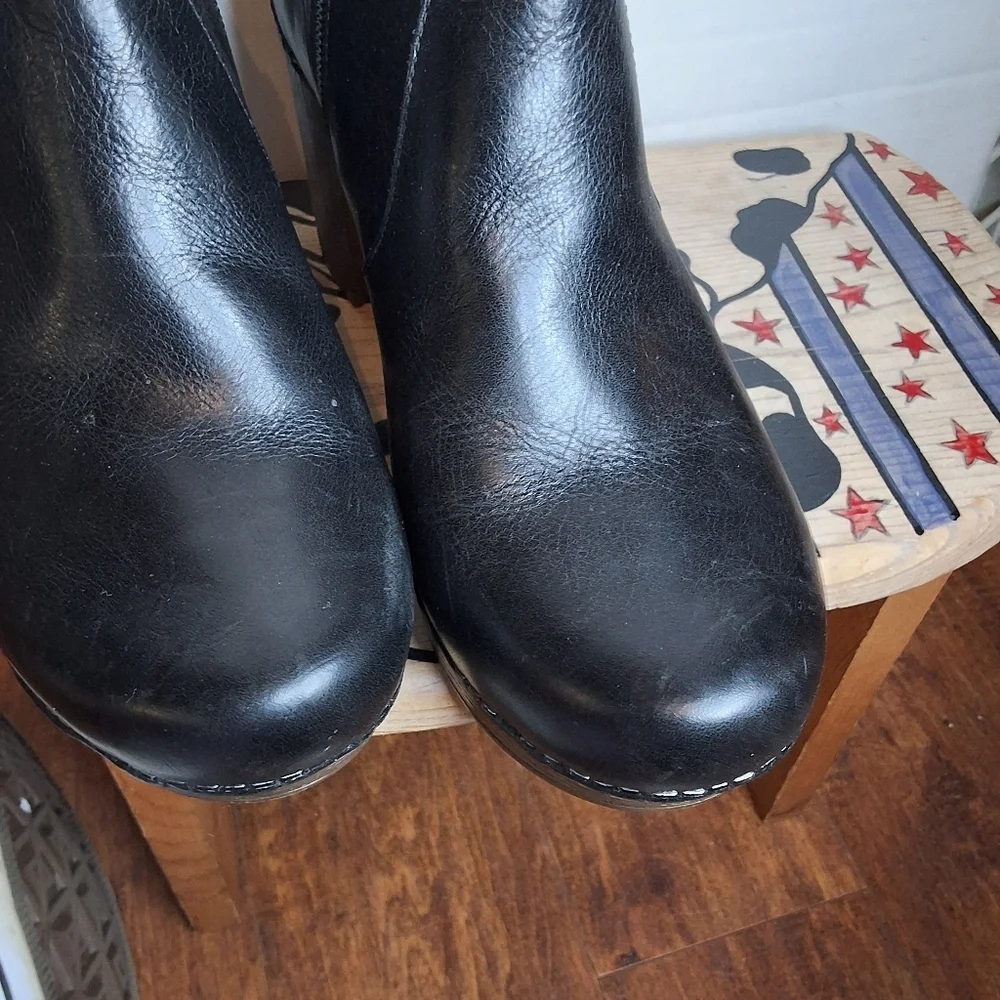 Dansko Dabney  Black Leather Patform Tassel Ankle Boots 41/11- 11.5